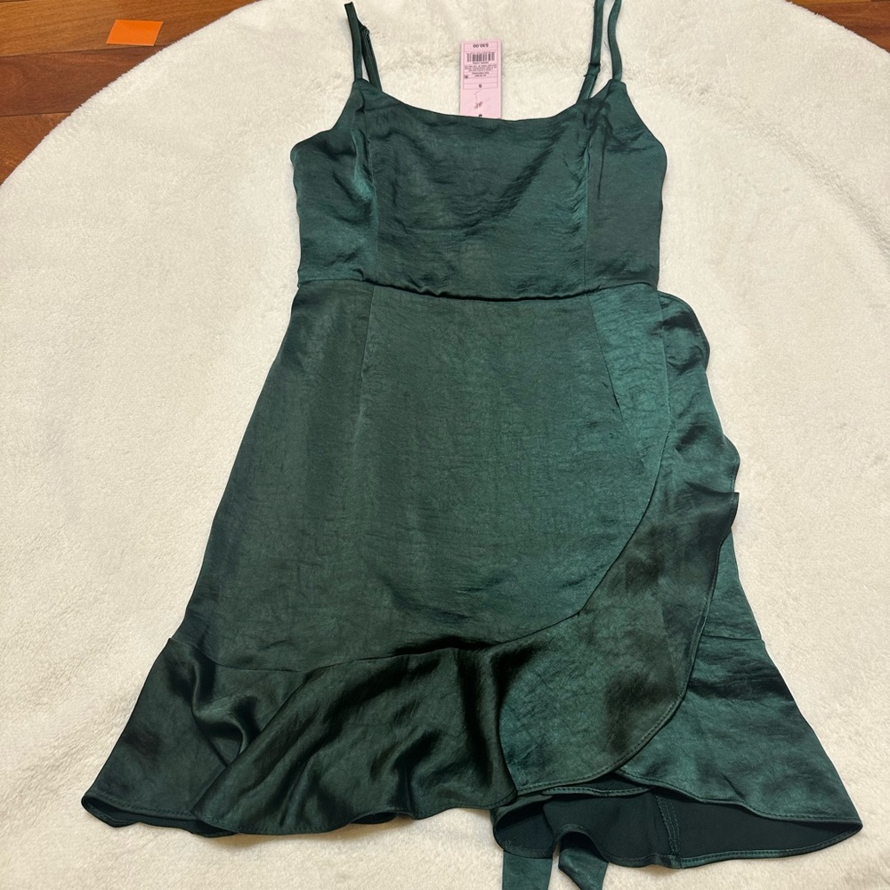 Wild Fable Emerald Green Satin Dress - Picture 3 of 6